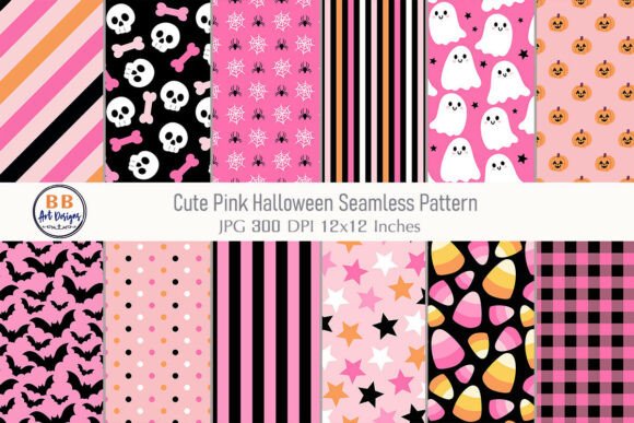Download Pink Halloween Seamless Patterns - Premium Resources