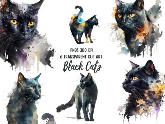 Download Black Cats Watercolor Transparent Pngs - Premium Resources